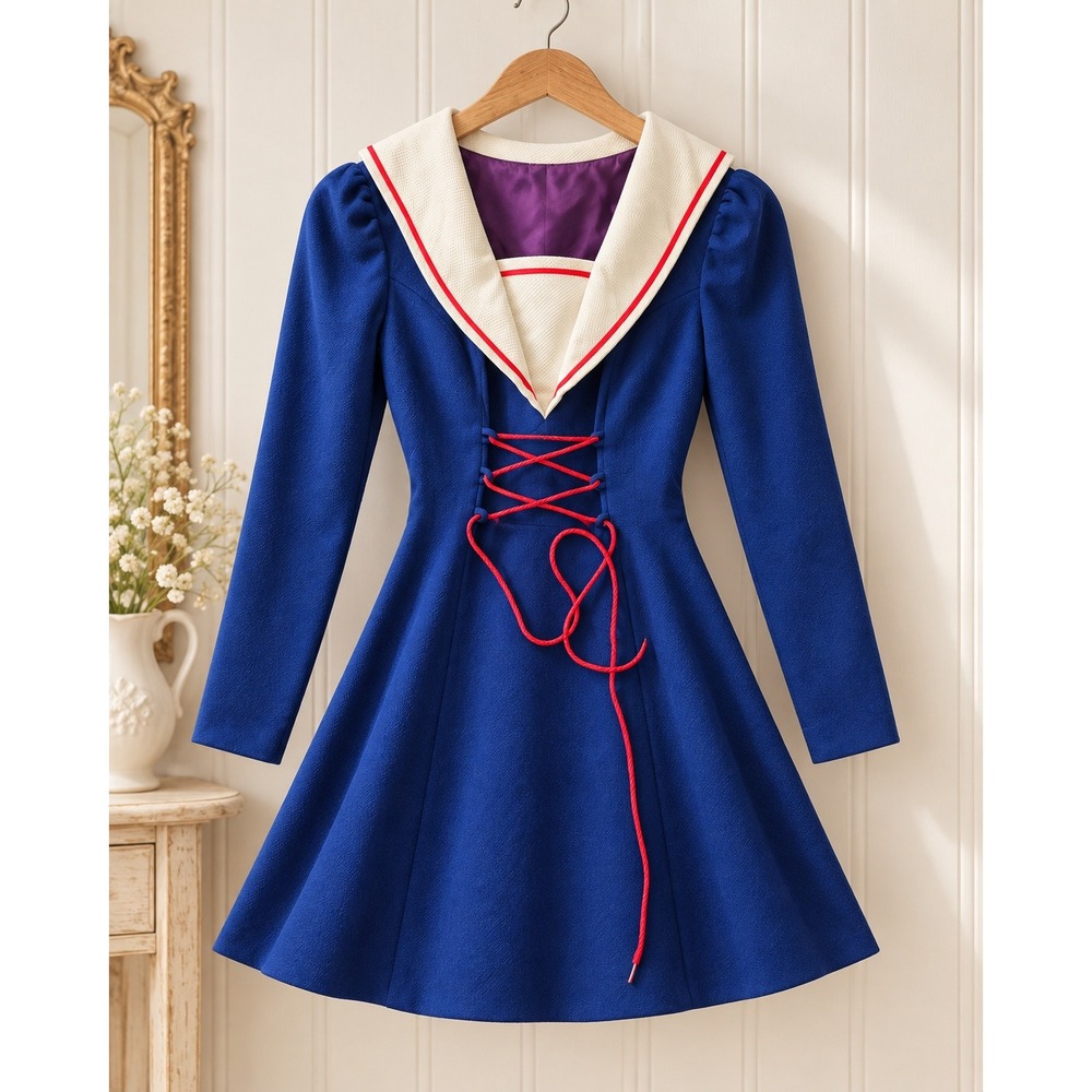 Vintage 70s Pussycat by Carla Jane Sailor Mini Dress Nautical Lace Up XS